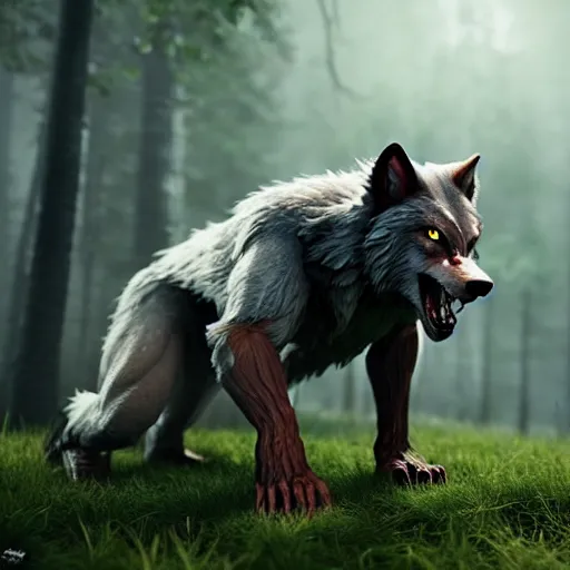 Image similar to cute werewolf from van helsing unreal engine hyperreallistic render 8k character concept art masterpiece forest