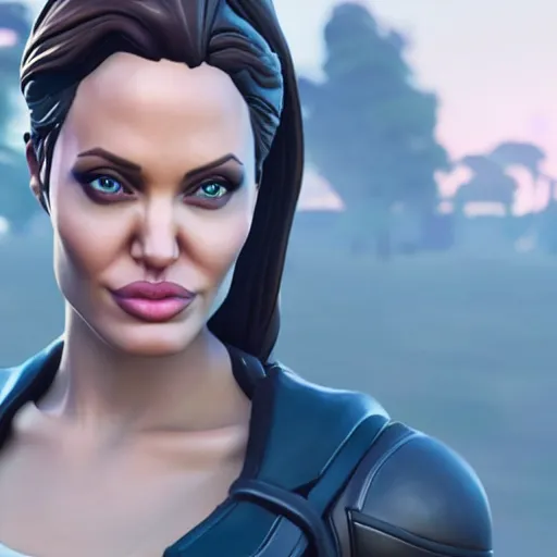 Prompt: Angelina Jolie as a fortnite character, 8k, octane render