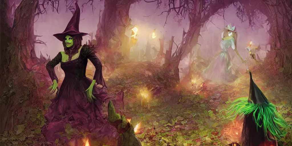 Prompt: The princess resurrects as a wicked witch by Frederick Morgan and Marc Simonetti