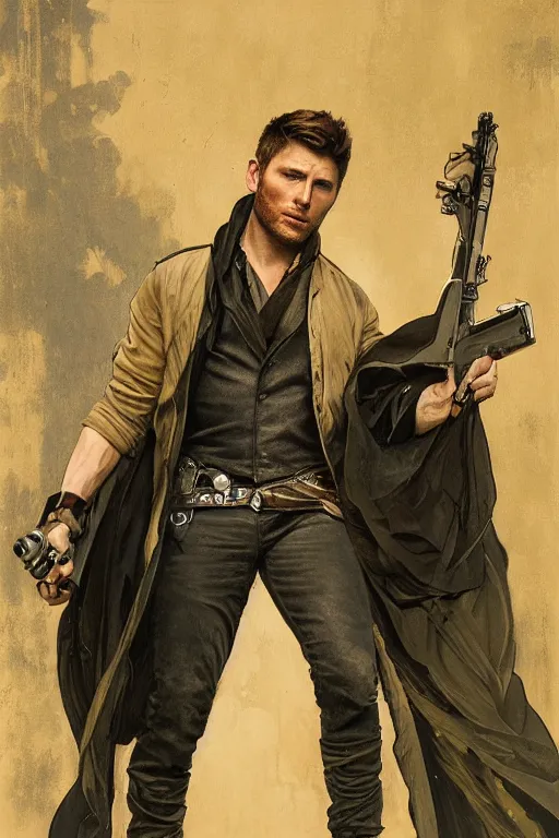 Image similar to a detailed matte portrait of an jensen ackles dressed as has solo, masterpiece, 8 k, art by alphonse mucha and greg rutkowski