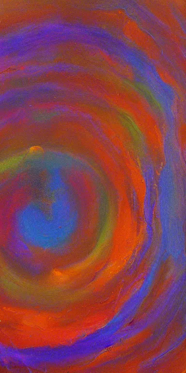 Image similar to cosmic folding in spacetime by marina apollonio, spooky autumnal colours, expressionist, minimal, spiral form
