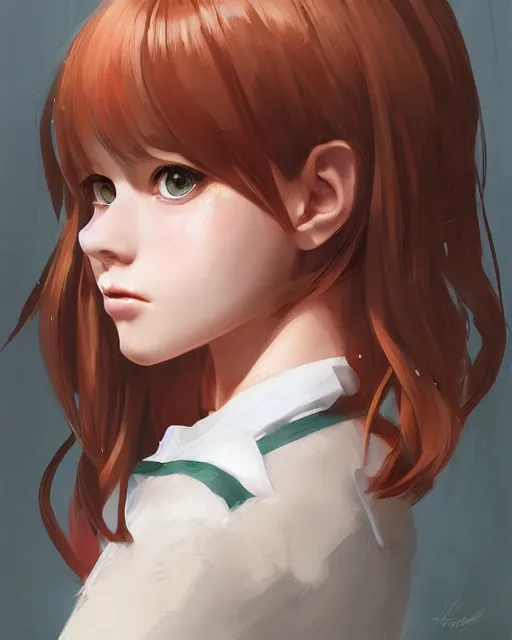 Image similar to portrait Hogwarts student girl cute-fine-face, pretty face, realistic shaded Perfect face, fine details. Anime. realistic shaded lighting by Ilya Kuvshinov Giuseppe Dangelico Pino and Michael Garmash and Rob Rey, IAMAG premiere, aaaa achievement collection, elegant freckles, fabulous