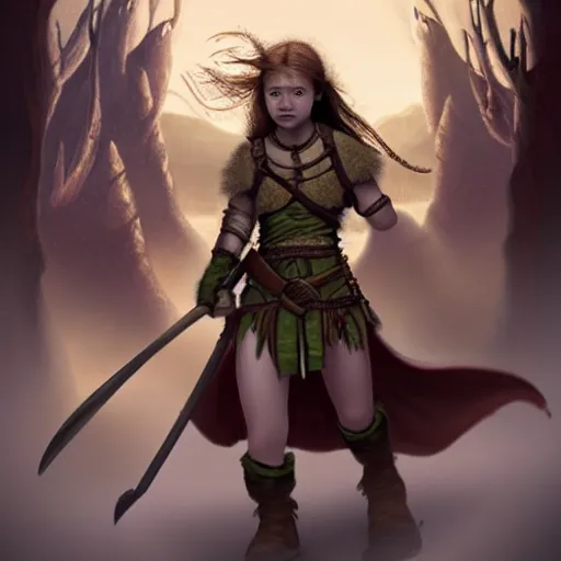 Image similar to A young girl captured by orcs, epic fantasy, detailled