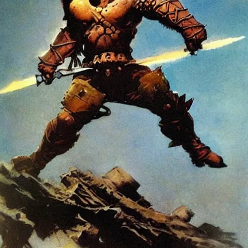 Image similar to knight by frank frazetta, cool