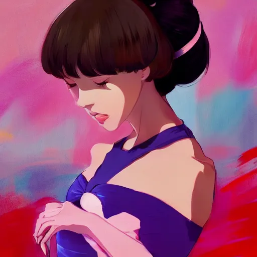 Prompt: portrait of a beautiful girl with dark hair as a ballerina, ballet studio background, rich vivid colors, ambient lighting, dynamic lighting, 4k, HQ, official media, anime key visual, makoto shinkai, ilya kuvshinov, lois van baarle, rossdraws, detailed, trending on artstation