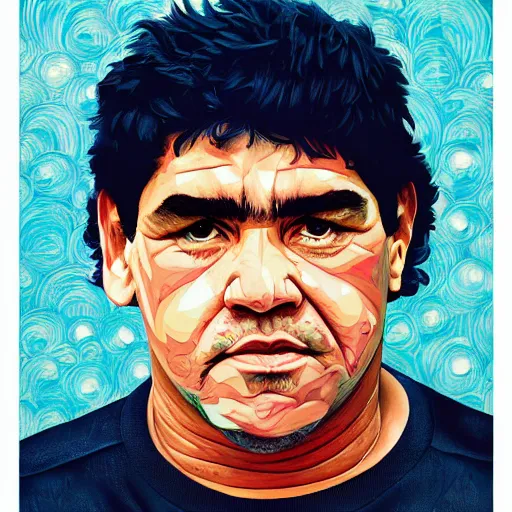 Image similar to painting of diego maradona very detailled, by artgem, botticelli and victo ngai