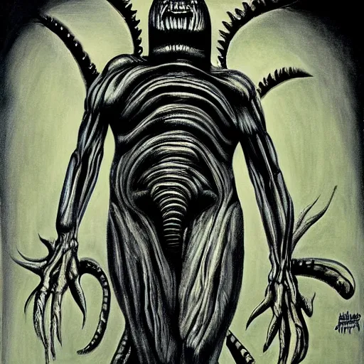 Image similar to Rocky huge monster by H.R. Giger