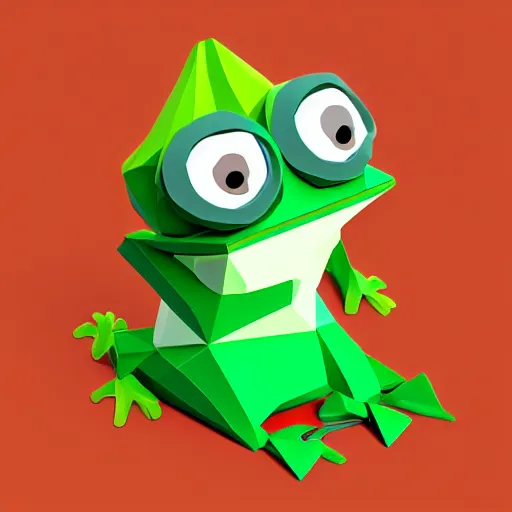 Image similar to isometric pepe the frog meme, low poly, photorealistic, 4k