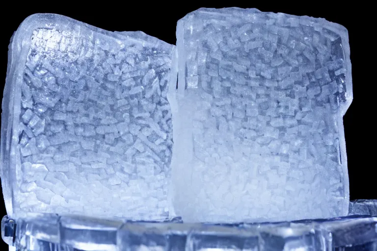 Image similar to a clear ice sculpture of a burger made entirely of ice, 4 k