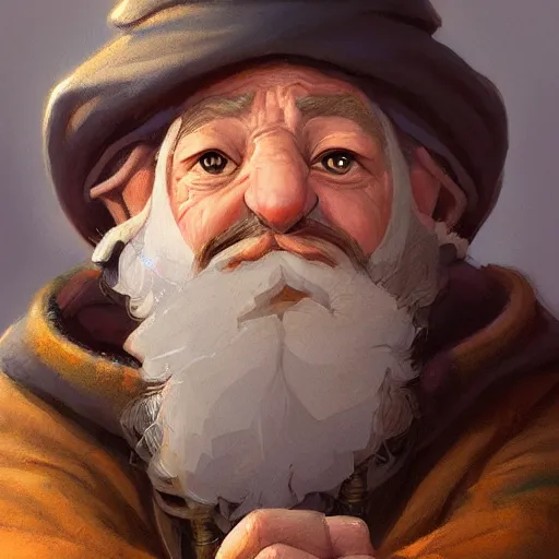 Image similar to a detailed portrait of an old gnome wizard, by justin gerard and greg rutkowski, digital art, realistic painting, dnd, character design, trending on artstation