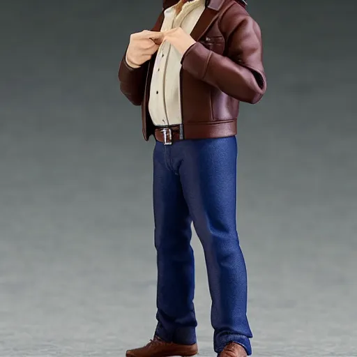 Prompt: peter falk wearing brown jacket anime figurine, goodsmile, product photography