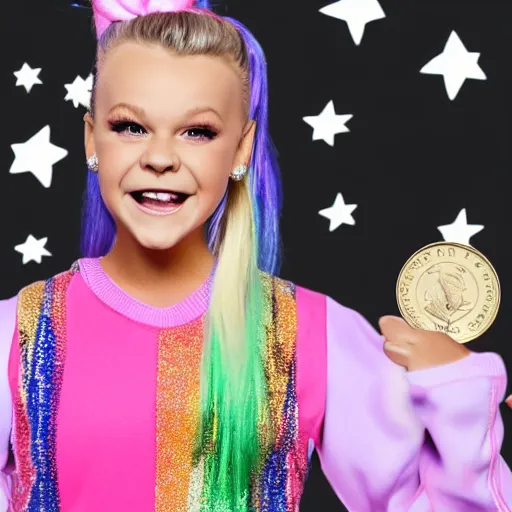 Prompt: jojo siwa on the american 2 5 cent coin