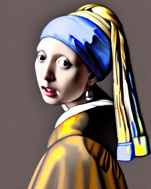 Prompt: digital realist painting of a beautiful modern girl as a girl with a pearl earring