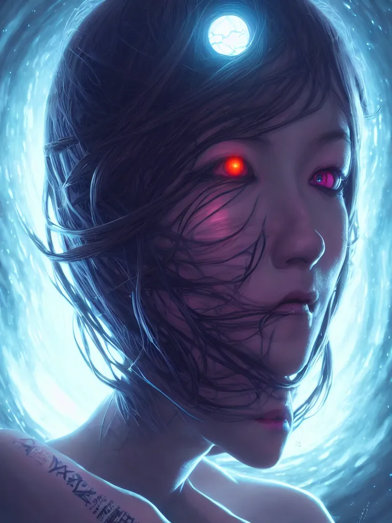 Image similar to azathoth girl save the earth, occlusion shadow, specular reflection, rim light, unreal engine, artgerm, artstation, art by hiroaki samura and ilya kuvshinov and ossdraws, intricate, highly detailed 8 k, cosmic horror illustration, extremely beautiful and aesthetic shape of face and body, movie poster