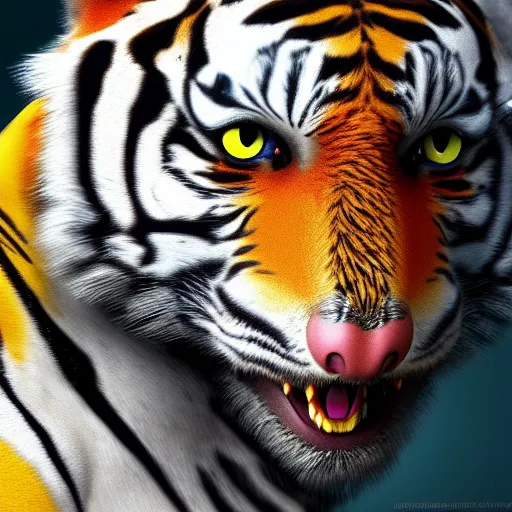 Image similar to a parrot and a tiger fused together, hyperdetailed, artstation, cgsociety, 8 k