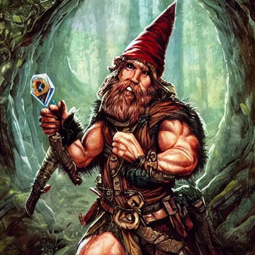 Image similar to ryan reynolds as a d & d gnome druid, by simon bisley