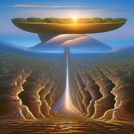 Image similar to visions of xanadu by vladimir kush, oil on canvas