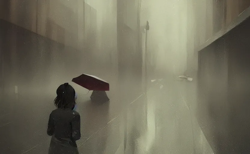 Image similar to a painting of heavy rain trending on artstation in the style of greg rutkowski, low poly