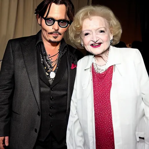 Image similar to Johnny Depp hanging out with Betty White