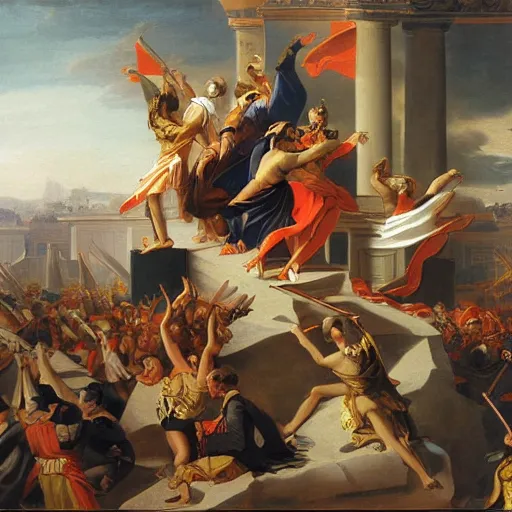 Prompt: pyrrhic victory painting by johann peter krafft