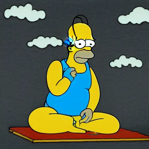 Prompt: a picture of homer simpson as buddha.