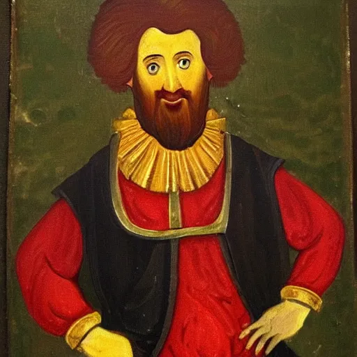 Image similar to 9 th century oil painting of king ronald mcdonald