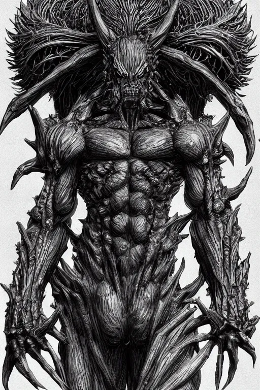 Image similar to humanoid figure beast monster, highly detailed, digital art, sharp focus, trending on art station, kentaro miura manga art style