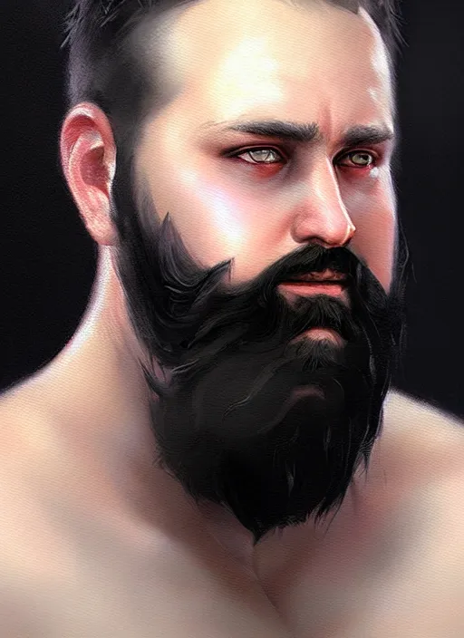 Image similar to a _ fantasy _ style _ portrait _ painting _ of white male short black hair chubby disconnected beard, rpg dnd oil _ painting _ unreal _ 5 _ daz. _ rpg _ portrait _ extremely _ detailed _ artgerm _ greg _ rutkowski _ greg