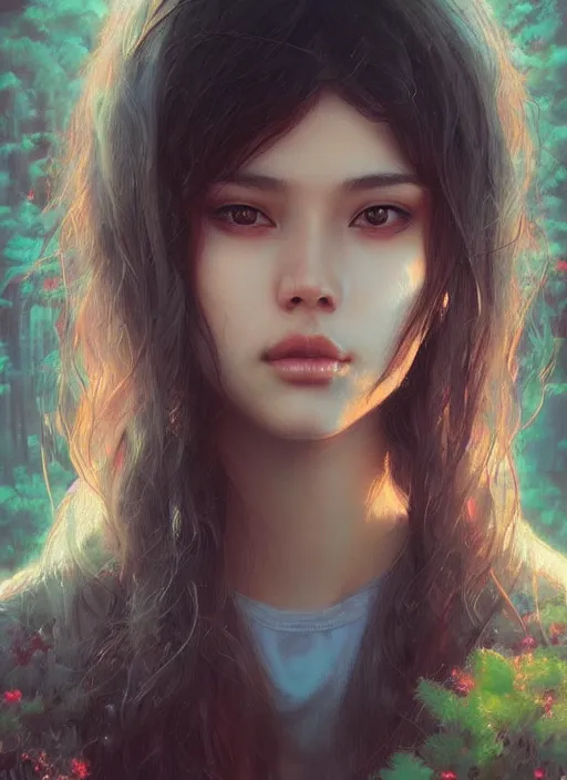 Prompt: beautiful, young eurasian woman, extremely detailed gorgeous face, looks realistic, hyper-detailed portrait, sad eyes tears, vaporwave aesthetic, synthwave, magical, fantasy, flowers, artist Artgerm and Greg Rutkowski and WLOP