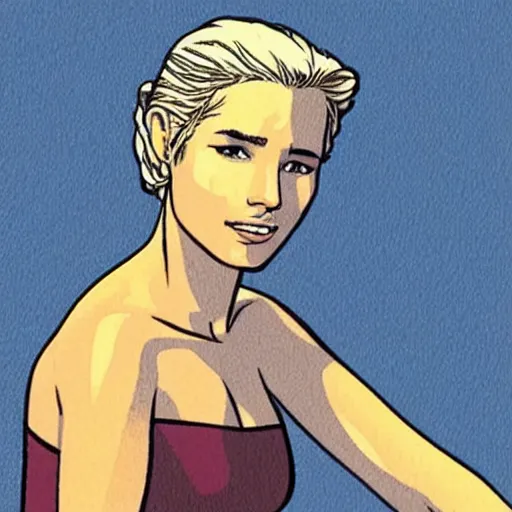 Image similar to “ elsa pataky retro minimalist portrait by jean giraud, moebius starwatcher comic, 8 k ”