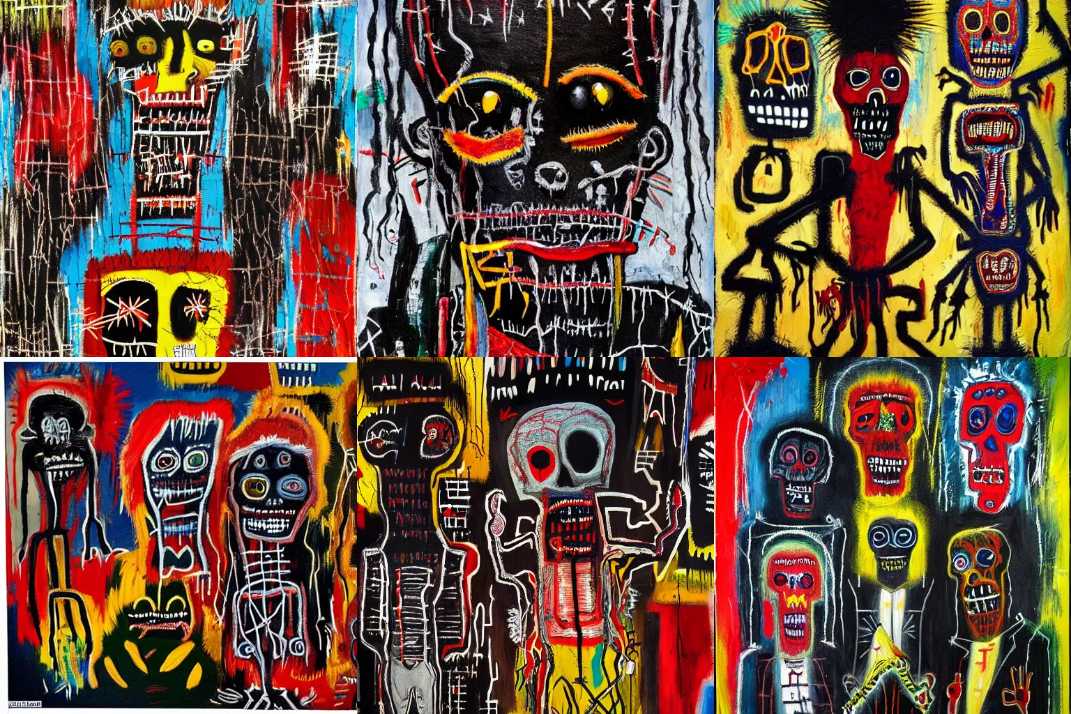 Image similar to extremely highly detailed scary evil terrifying haitian black voodoo dolls paintings by Jean-Michel Basquiat, 8k, , high textures, hyper sharp, insanely detailed and intricate, super detailed, 4k HDR high quality