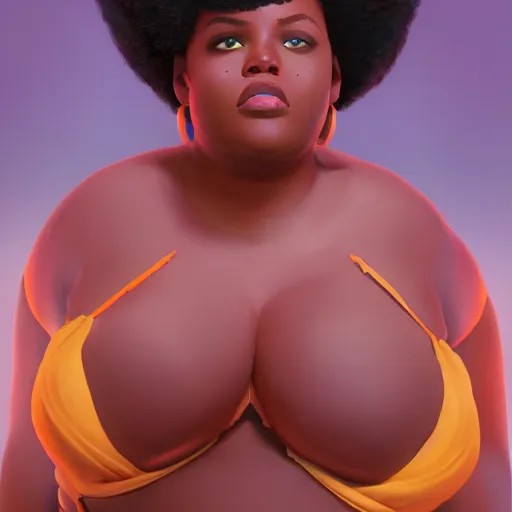 Image similar to stunning, coherent, beautiful painting, still of black bbw woman in wal-mart, follow shot, 3d, in the style of pixar, comic book style, 3d, highly detailed, 16k resolution, octane renderer, coherent, cinematic lighting