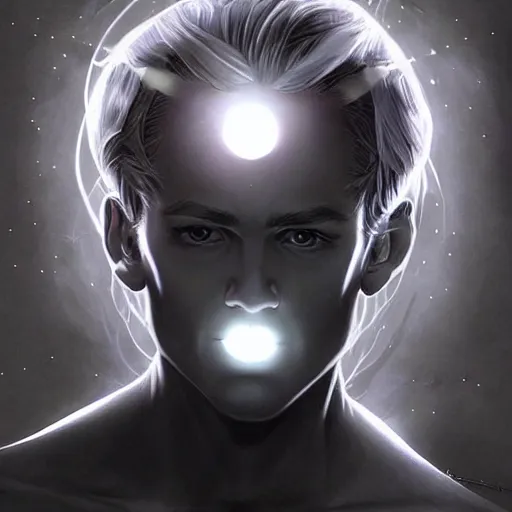 Prompt: a powerful psychic man emitting psychic powers, in the art style of by artgerm, detailed, highly detailed, aesthetic!, artstation, tumblr,