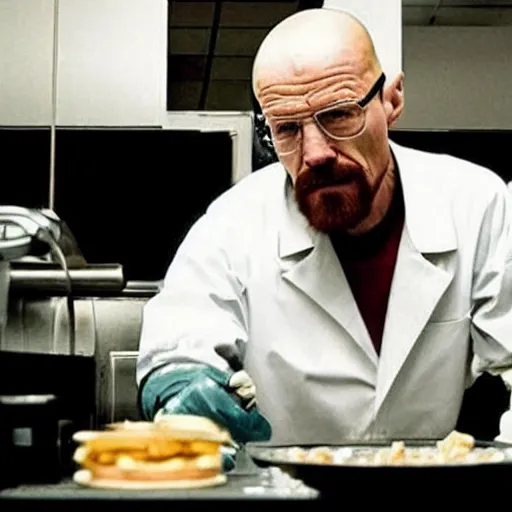 walter white cooking meth at a table in a mcdonalds | Stable Diffusion ...