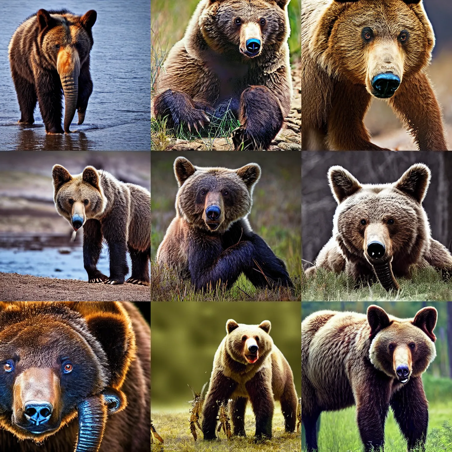 Prompt: a bear-wolf-horse-elephant-lobster-tarantula, wildlife photography