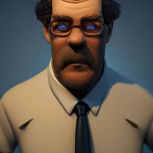 Image similar to A beautiful 3d render of a portrait of a handsome older man by danny mcbride, in pixar style with dramatic lighting and depth of field, bokeh, trending on artstation, cgsociety, vray, octane render, disney