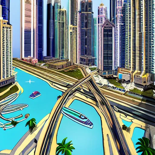 Image similar to gta : dubai, by masanori warugai