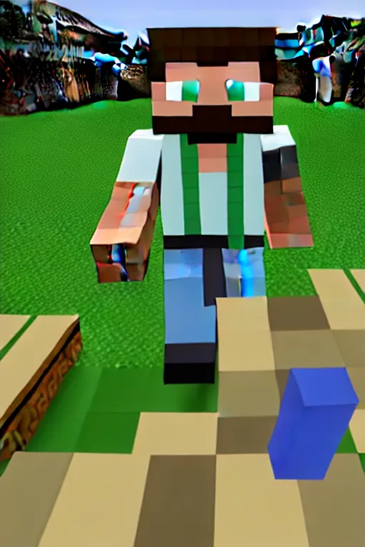 Image similar to minecraft but the texture is walter white themed, breaking bad