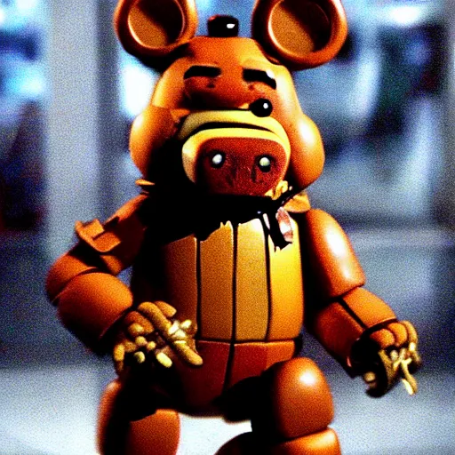 Image similar to movie still of freddy fazbear, from matrix ( 1 9 9 9 )