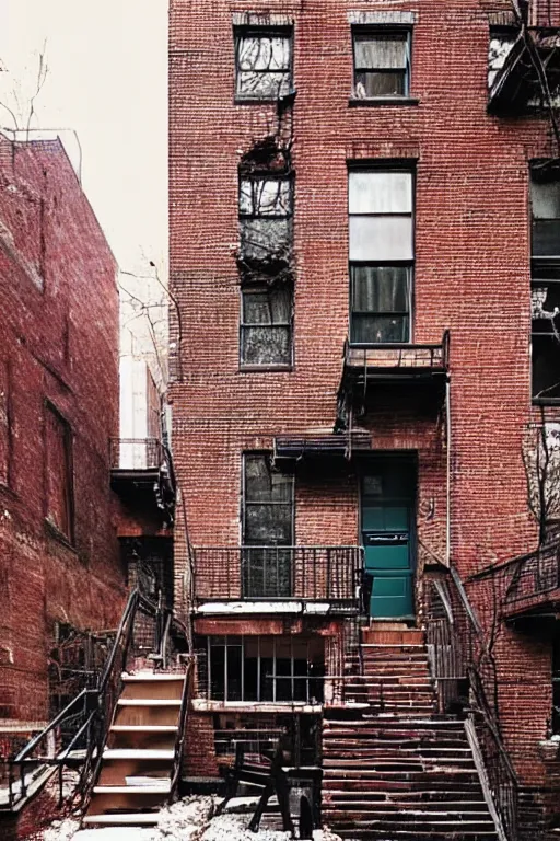 Image similar to (((((a ramshackle Manhattan brick brownstone deep in the forest))))) by Lynn Chen!!!!!!!!!!!!!!!!!!!!!!!!!!!