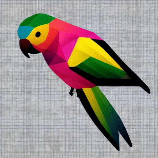 Prompt: isometric vector low poly rainbow parrot icon, white background, cgsociety, volumetric, lighting