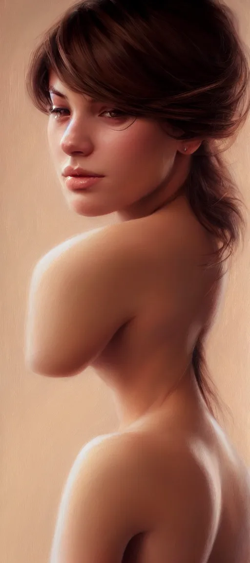 Image similar to a portrait of a very beautiful woman with a thin scar across her left cheek, brown eyes, shoulder-length brown hair, illustration, soft lighting, soft details, painting oil on canvas by mark arian by artgerm, trending on artstation, 4k, 8k, HD