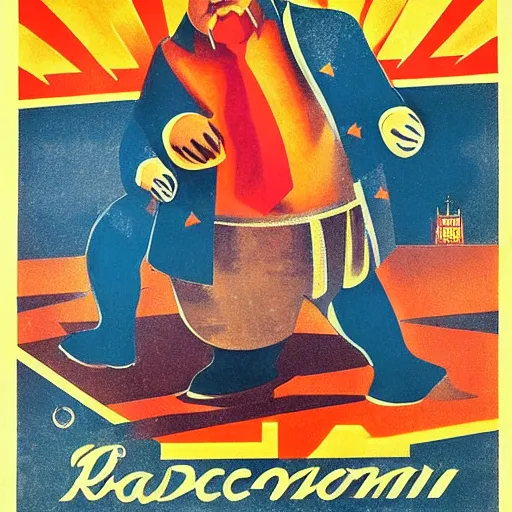 Image similar to fat don cryptonium, soviet propaganda poster, vivid colors