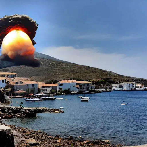 Prompt: nuke bomb in cadaques village