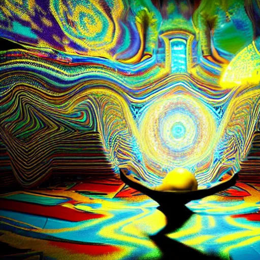 Prompt: a psychedelic 3 d octane render of a dmt trippy jonathan solter, hyperrealistic, dramatic lighting, 8 k, unreal engine