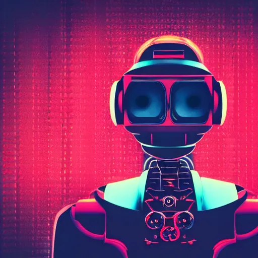 Image similar to robot with a red background, cyberpunk art by dr. atl, featured on behance, shock art, kinetic, synthwave, artwork