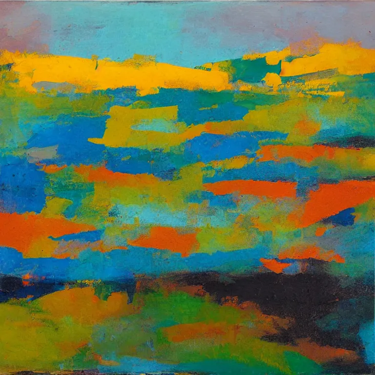 Image similar to rural landscape as contemplative and highly exciting abstract pieces with unobtrusive color tones.