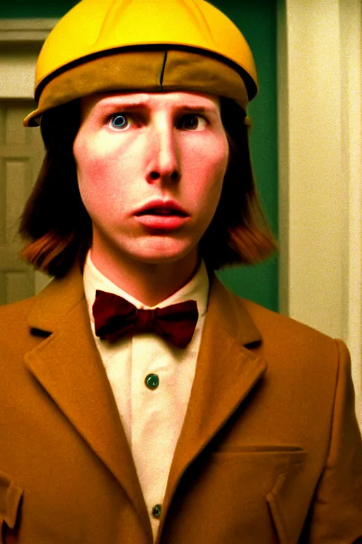 Image similar to beautiful wes anderson movie 3 5 mm film still insanely beautiful, tragically beautiful, only one head single portrait team fortress 2 scout team fortress 2 scout team fortress 2 scout team fortress 2 scout scout team fortress 2 scout, absurdly beautiful, elegant, photographic ultrafine hyperrealistic detailed face wes anderson color, vintage, retro,