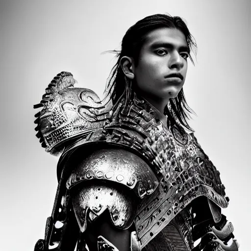 Image similar to a portrait of a beautiful young mayan male wearing an alexander mcqueen armor , photographed by andrew thomas huang, artistic