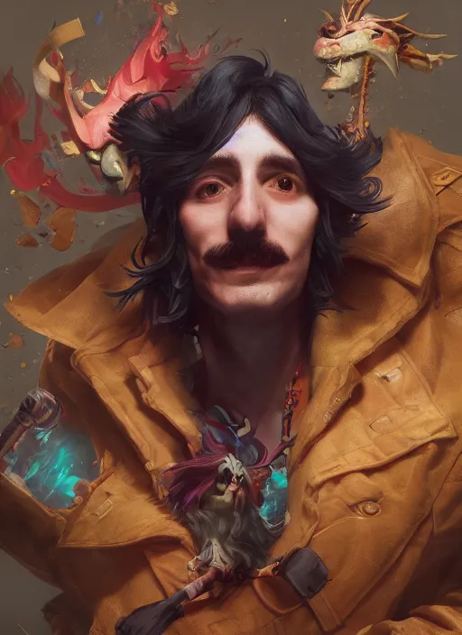 Prompt: charly garcia as a character from league of legends, hyper detailed, digital art, overhead view, trending in artstation, studio quality, smooth render, unreal engine 5 rendered, octane rendered, art style by klimt and nixeu and ian sprigger and wlop and krenz cushart